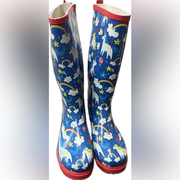Lone Cone Womens Rain Boots Size 11 Unicorns Rainbows Waterproof Designed in USA - Picture 1 of 12